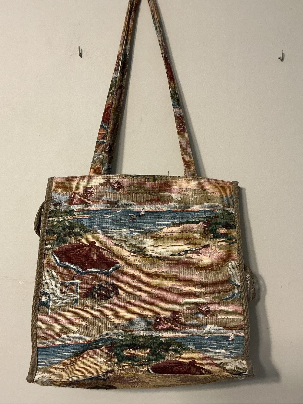 Jade Vintage Style Woven Tapestry Tote Bag